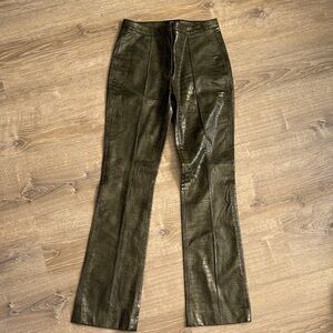 Mango Dark Green Crocodile Pattern Pants